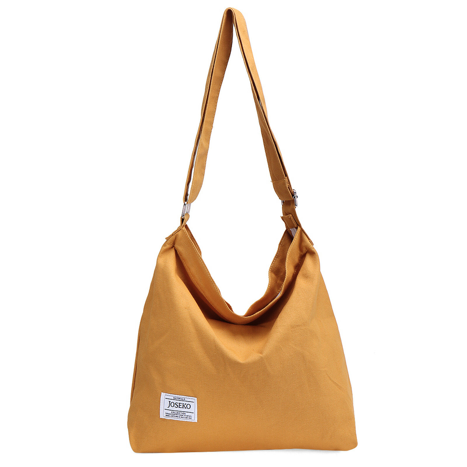 Women Canvas Large Capacity Zipper Crossbody Bag Letters Cloth Label Lightweight Adjustable Shoulder