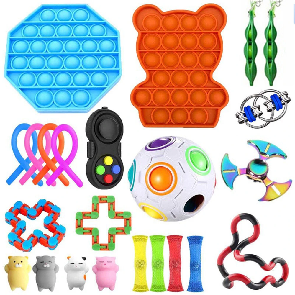 23/24pcs fidget toys sensory set anti stress fidget bubble dice magic cube top decompression artifact hand puzzle toys for kid adults