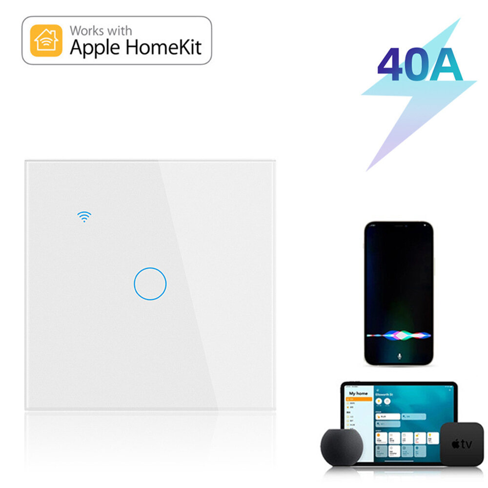 Homekit WiFi/BT Smart Water Heater Switch 40A EU Standard App Control Timer Voice LED Light Work with Alexa Google Home