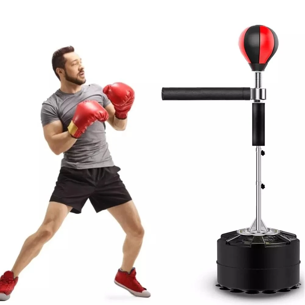 Bominfit BT1 Boxing Speed Response Target Durable Adjustable Height Training Boxing Ball Professional Heavy Stand Punching Bag - Black