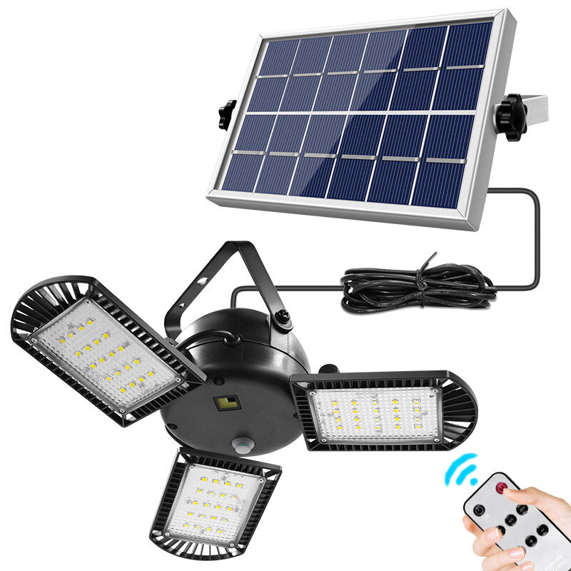 IPRee® 800LM 60 LED Solar Light 3 Head Head Timer Waterproof Folding Outdoor Garden Work Lamp with Remote Control Solar Panels