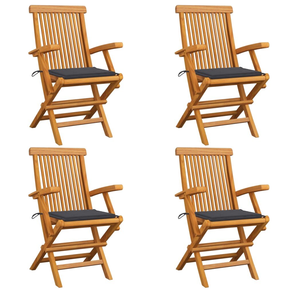 

Garden Chairs with Anthracite Cushions 4 pcs Solid Teak Wood