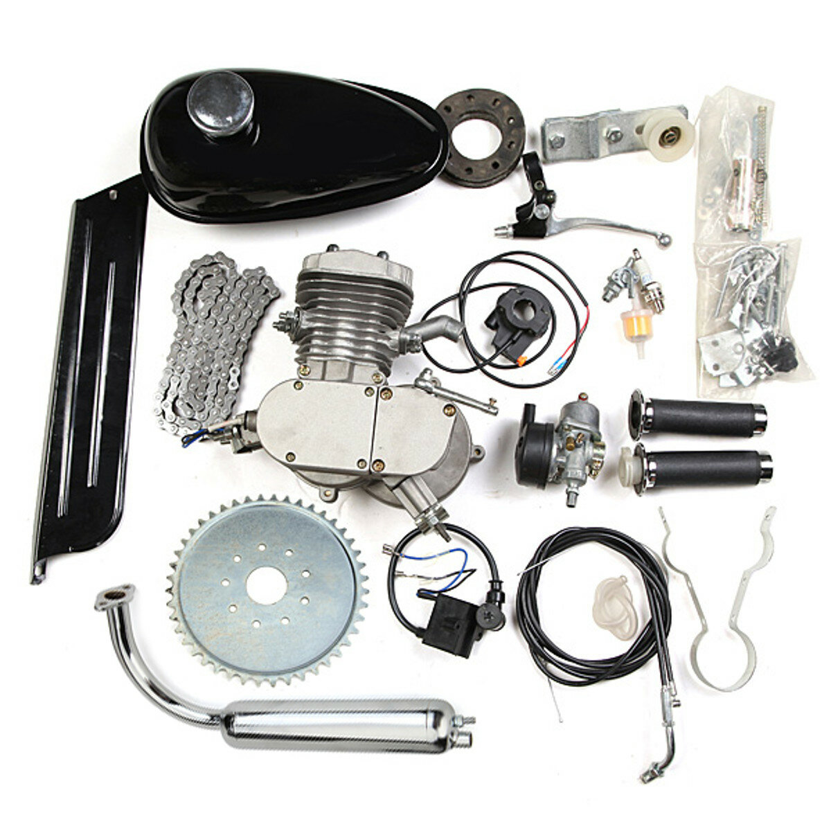80cc 2 Stroke Cycle Bike Engine Motor Petrol Gas Kit fit Motorized Bicycle Chrome