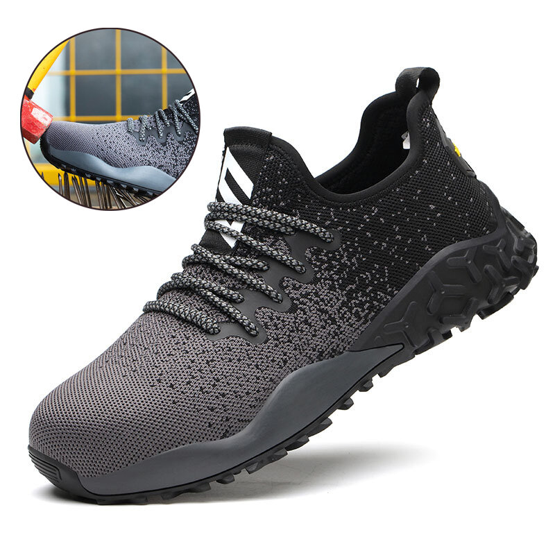 TENGOO Men Steel Toe Safety Shoes Trainers Lightweight Work Shoes Women Breathable Industrial Sneakers