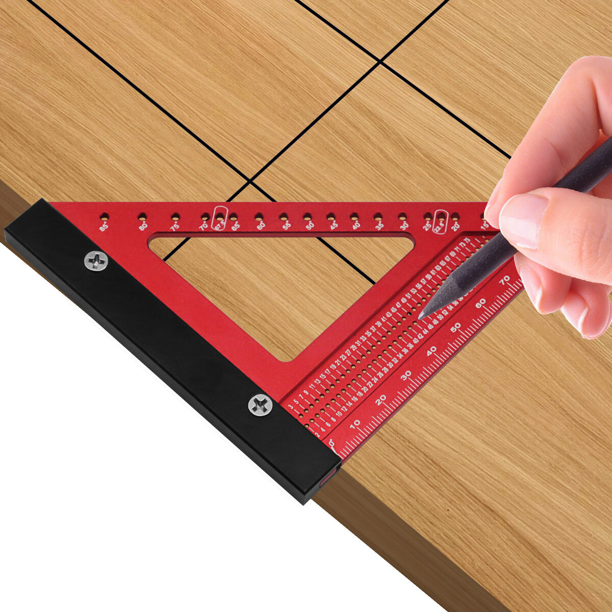 

Woodworking Triangle Ruler Hole Angle Ruler Aluminum Alloy Corner Ruler Measuring Layout Tool