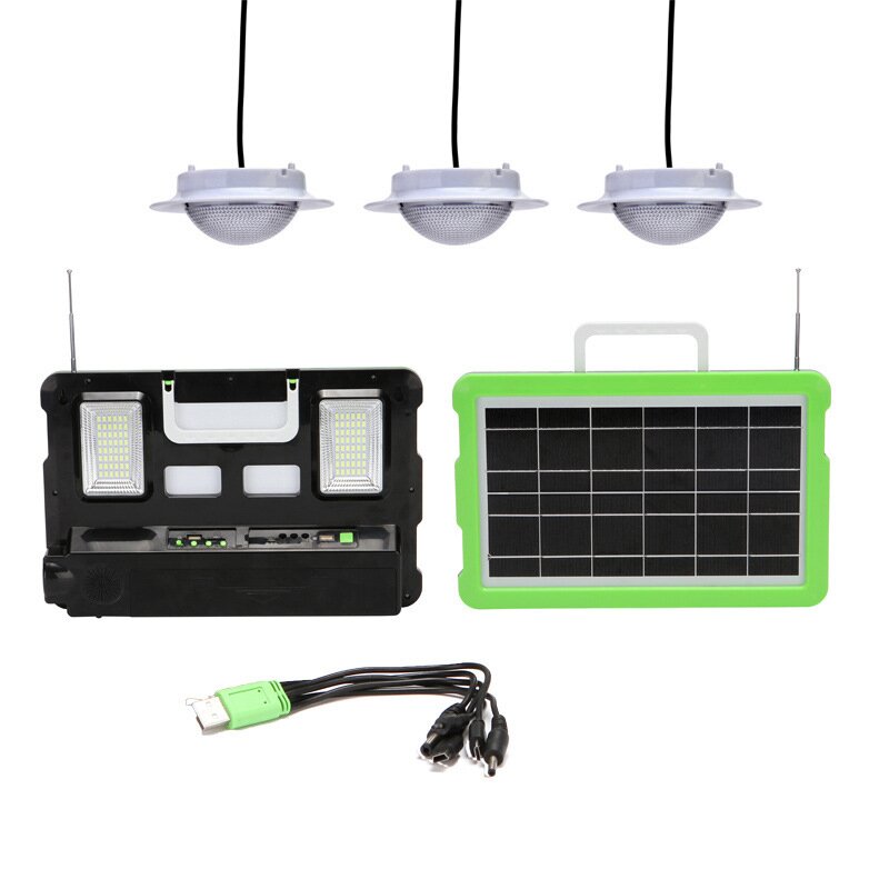 XANES® Multifunktions-Solar-Campinglicht mit FM/MP3-Wetterradio, Powerbank und Not-LED-Taschenlampe für Outdoor-Aktivitäten wie Wandern und Reisen.