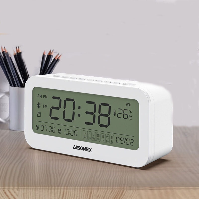 AISOMEX B131 bluetooth Speaker LED Screen Alarm Clock Day Demperature Display 3 Mode Night Light Out
