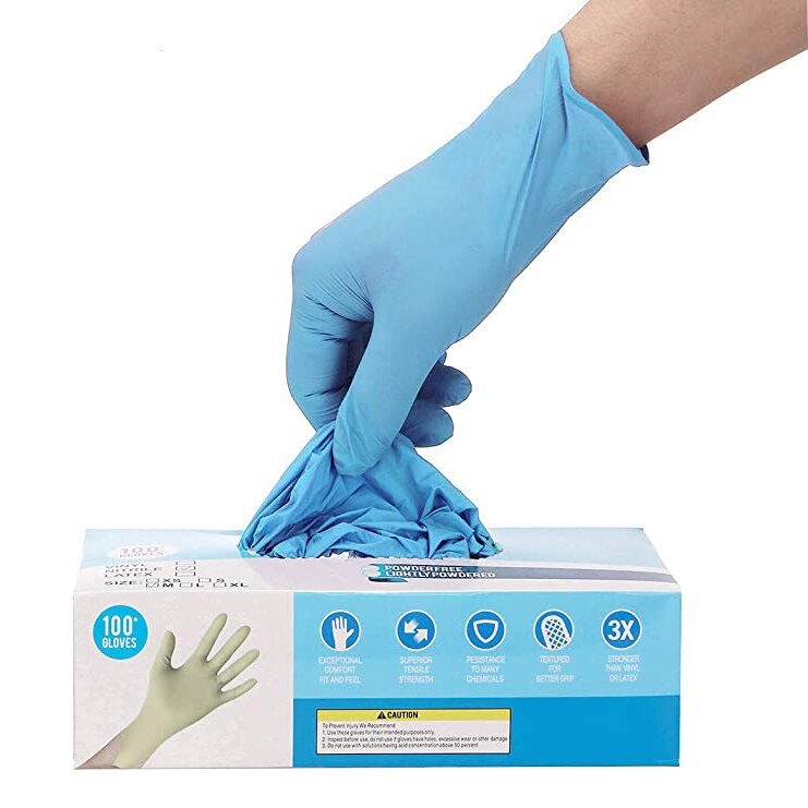 Hizek 100Pcs Disposable Nitrile Gloves Powder & Latex Free Working Cleaning Gloves Soft Industrial Gloves