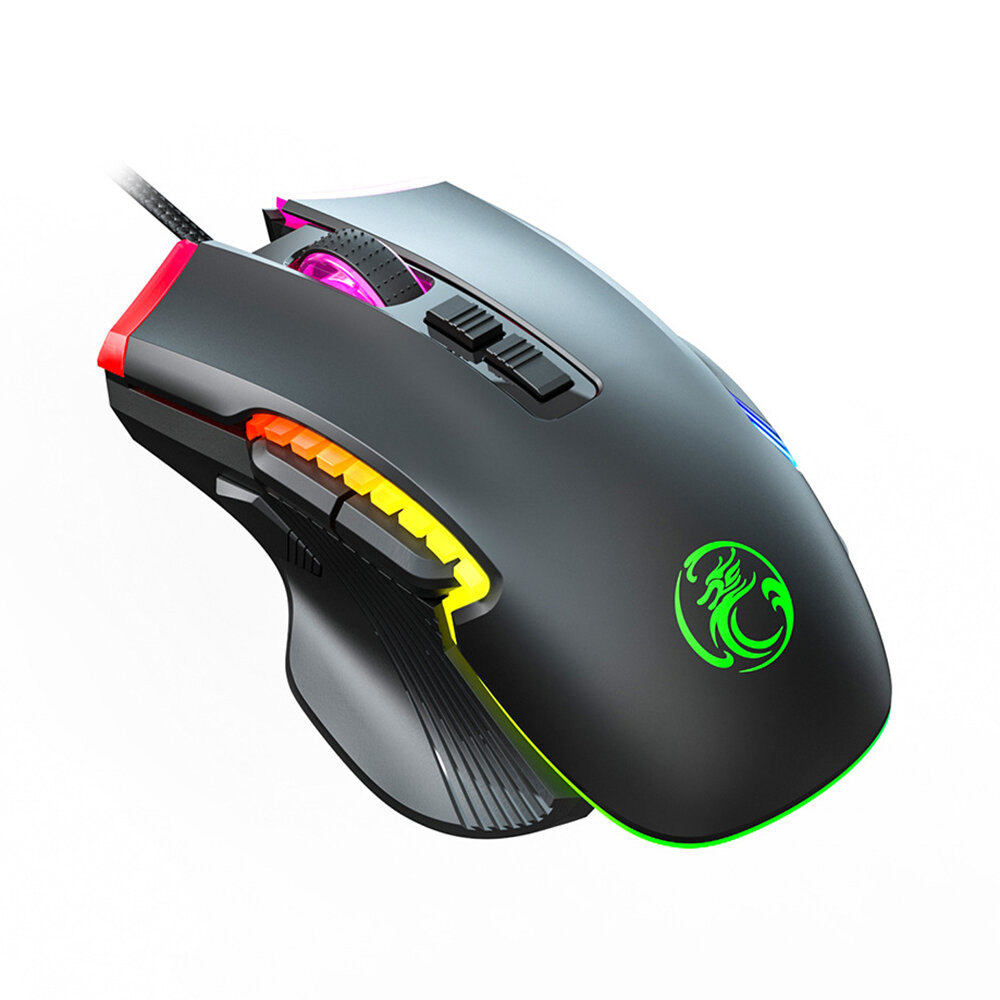 IMICE T70 Wired Gaming Mouse 8 Programming Buttons Adjustable 1200-7200DPI RGB Backlit Ergonomic Mou