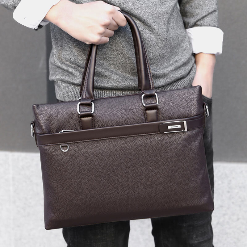 Men Faux Leather Business 15.6 Inch Laptop Bag Briefcases Handbag Crossbody Bag