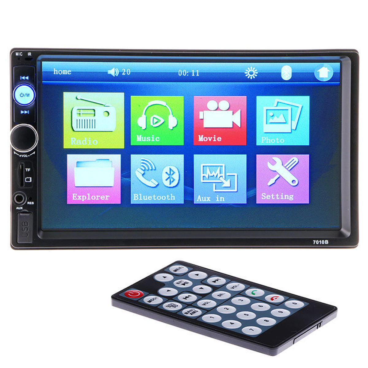 7''2 DIN HD Touch Screen Bluetooth Car Stereo Radio MP5 Player FM/USB/AUX+Camera