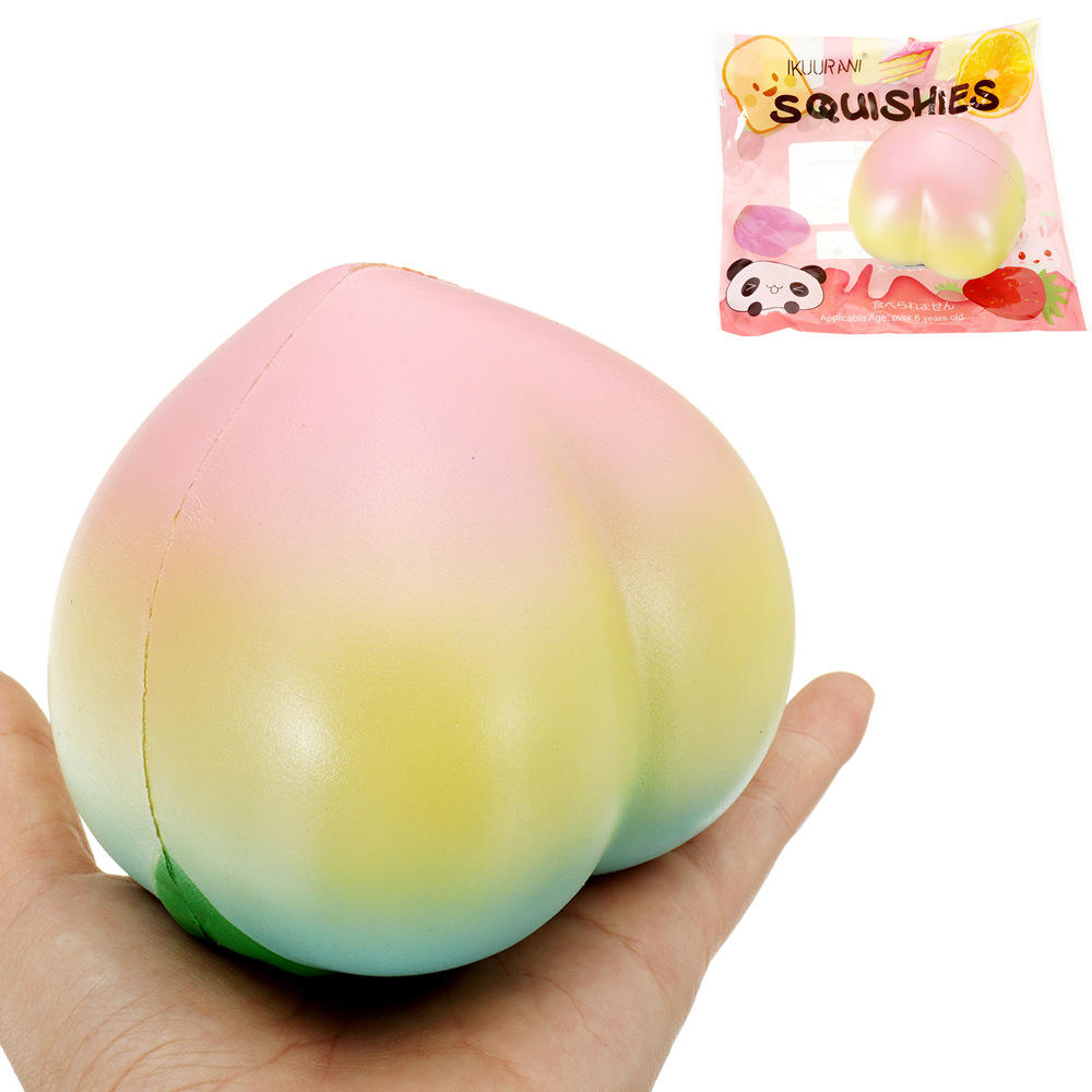 

IKUURANI Rainbow Peach Squishy 10.5 * 9CM Лицензированный медленный рост с подарком коллекции упаковки Soft Toy