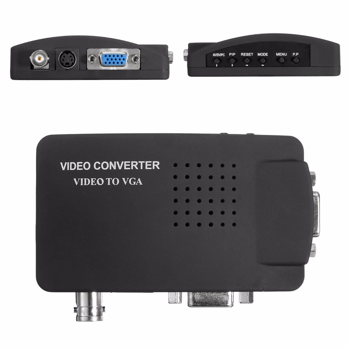 BNC S Video VGA to Laptop Computer PC VGA Monitor Converter Adapter Box 1080P
