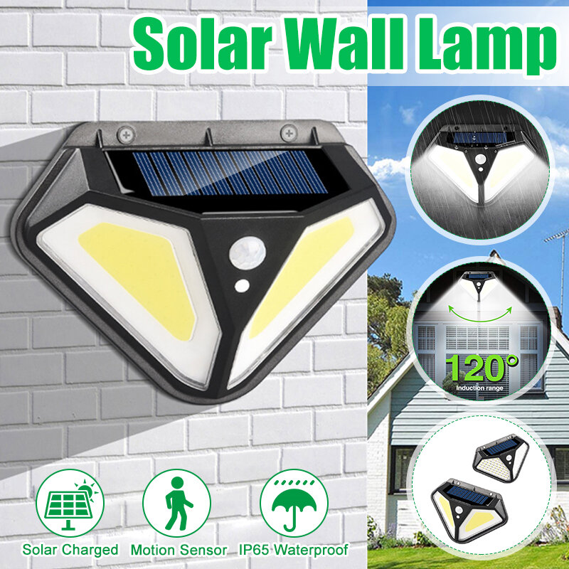 50COB / 102LED Solar Wandlamp PIR Bewegingssensor Lamp Drie Modi Outdoor IP65 Waterdichte Tuin Yard 