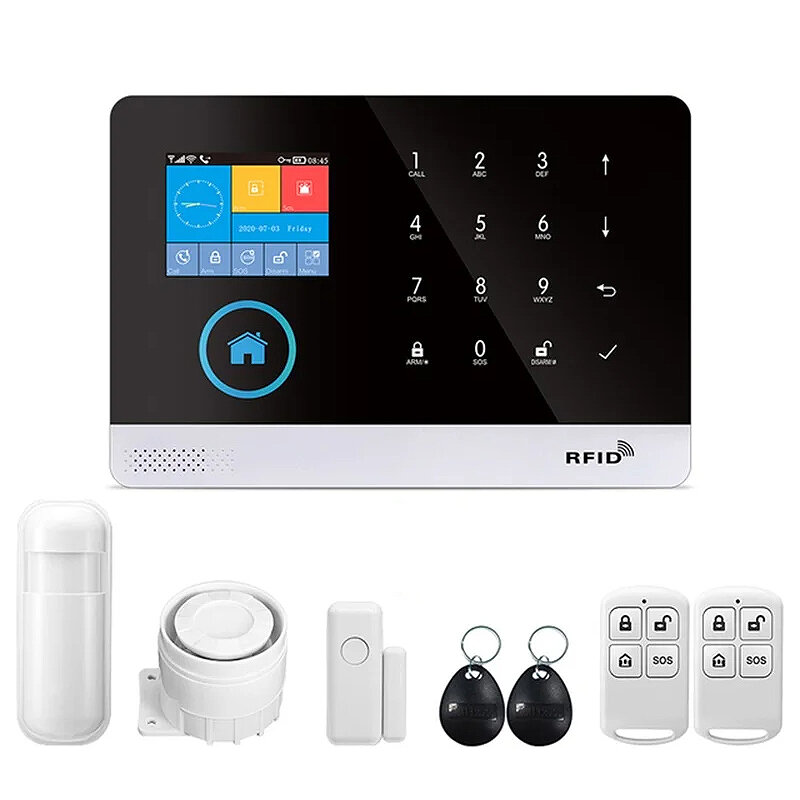

PGST PG-103 Tuya Wireless Alarm System for Home Burglar Security WiFi GSM APP Voice Control Support Alexa Google Assista