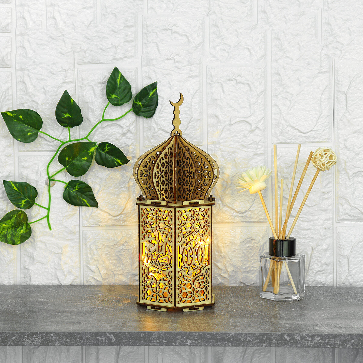 DIY LED Night Light Lantern Lamp Islam Battery Powered Hanging Decoration Eid Mubarak Ramadan