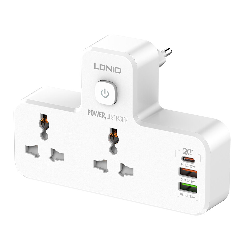 LDNIO SC2311 20W 3-Port USB Charger Extension Power Strip With 1 * 20W USB-C PD Power Delivery / 1 * 18W USB QC3.0 / 1 *