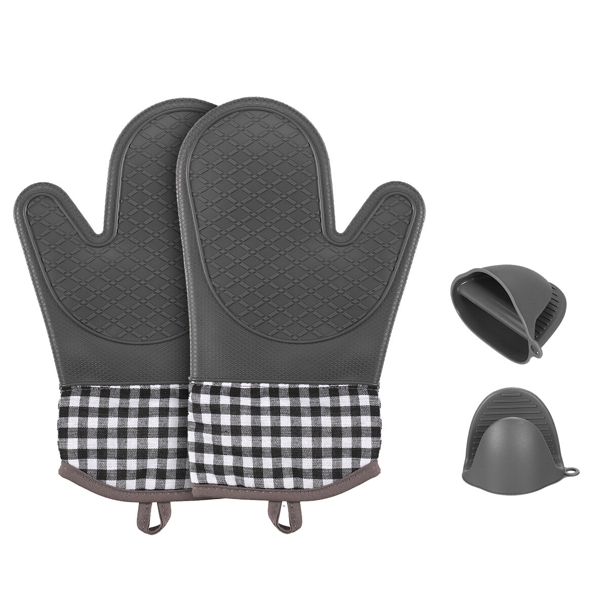 Set di 4 guanti in silicone per isolamento termico per forno, campeggio, picnic e barbecue