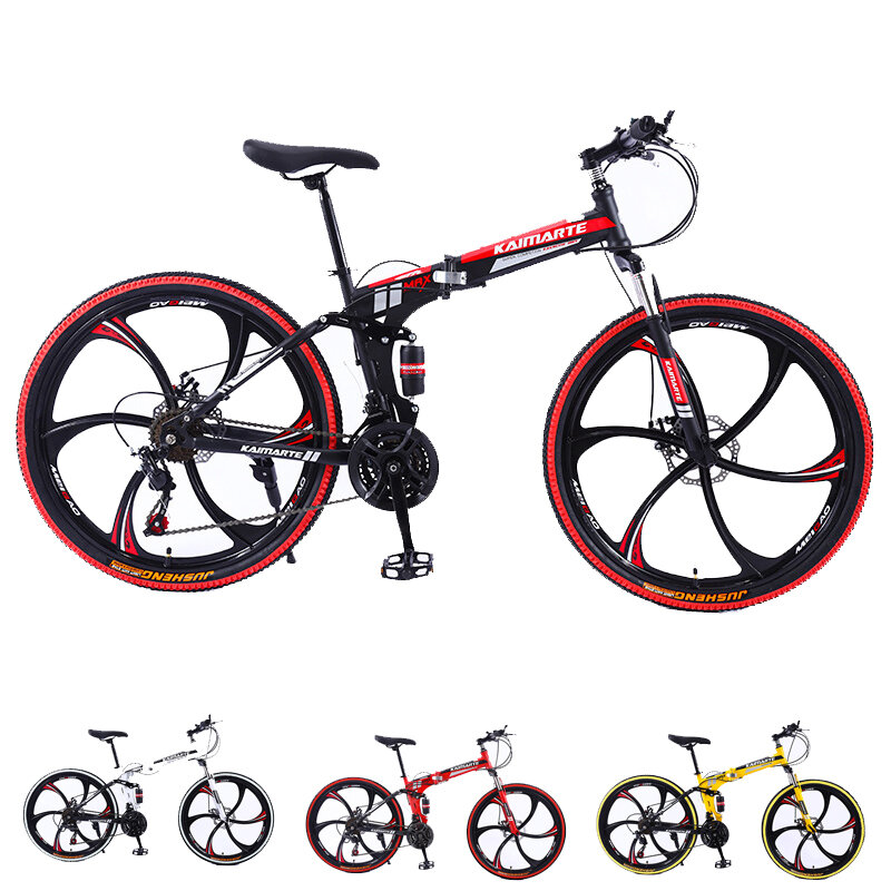 

KAIMARTE 26 Inch 21-Speed Folding Mountain Bike Off-road BMX Bikes Double Disc Brakes Students and Kids Road Bikes Bicic