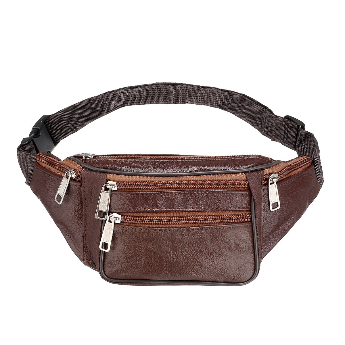 Outdoor Pu Leather Waist Bag Zipper Chest Sports Handbag Shoulder Bag 