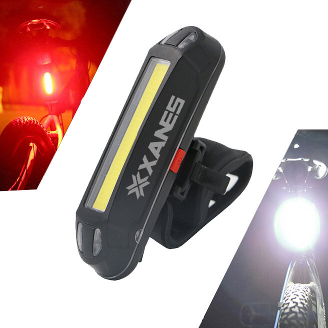 XANES 2 en 1 500LM Vélo USB Rechargeable LED Vélo Feu Avant Feu Arrière Lumière Ultra Légère Nuit d'Avertissement