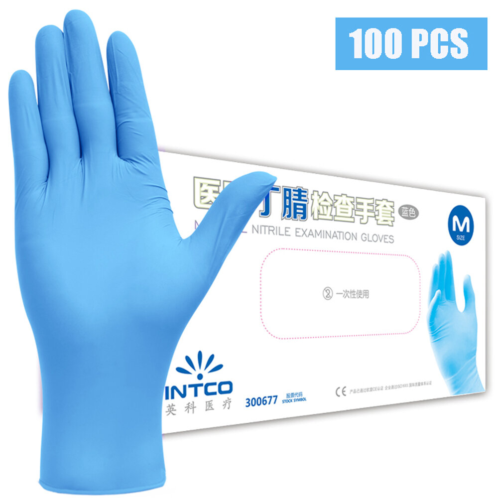 100 stks Wegwerp Blauwe Nitril PVC Handschoenen Voorkomen Infectie Afwassen Keuken Snijbestendige Handschoenen Reiniging Beschermende Handschoenen