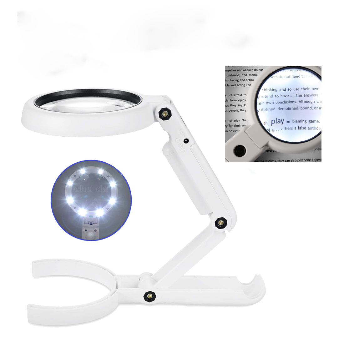 

5/11X Illuminated Magnifying Glass With LED Reading Glasses Folding Glass Magnifying Glass Portable Handheld Reading Mag