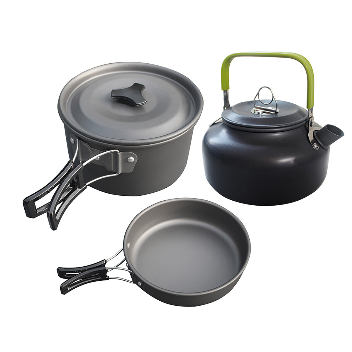 2-3 People 3 Pcs Camping Cookware Cooking Picnic Pot Pan Stove for Outdoor Hiking Travel