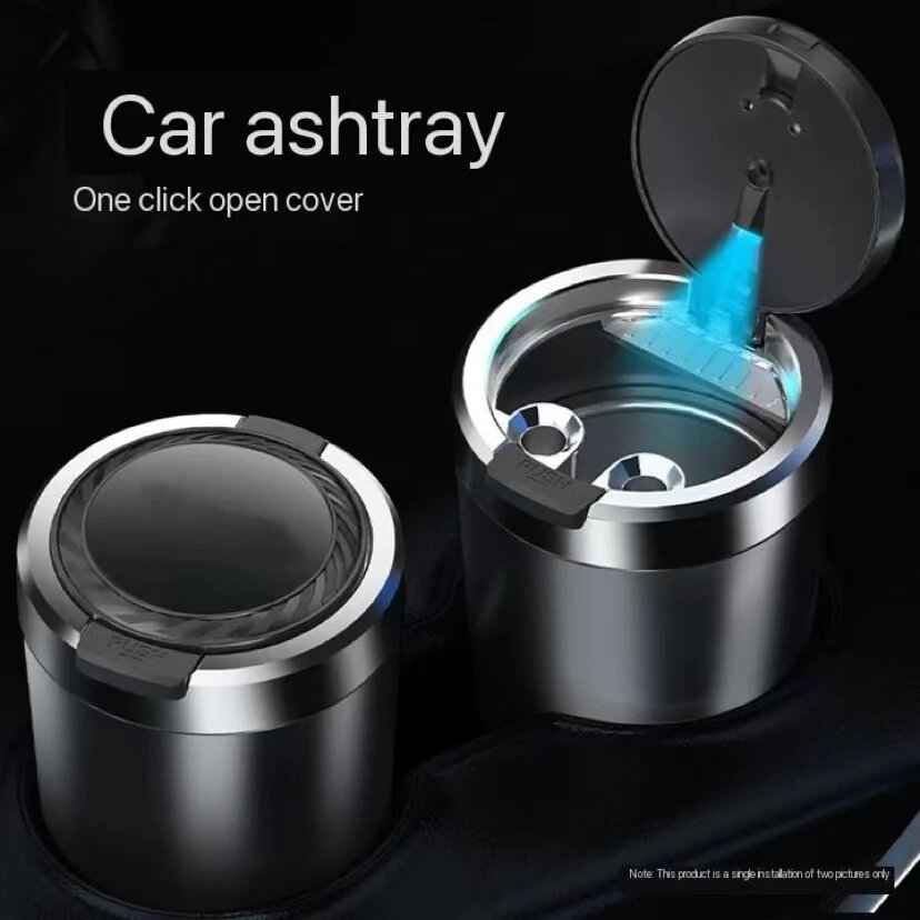 

Car Ashtray Multifunctional with Cover Home Smoke Bucket with LED Light Car Portable Ashtray Smokeless Auto Ashtray Hold