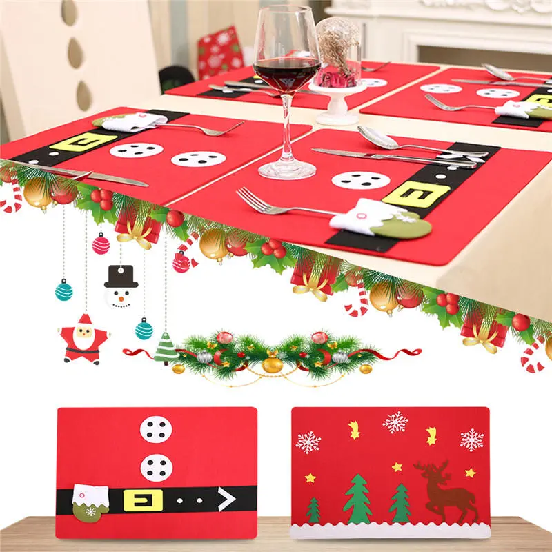 Christmas party home decoration elk glove table mats ornament toys for kids children gift