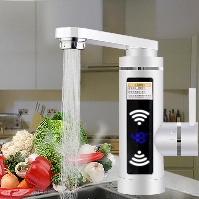 3000W Electric Faucet Heater Water Instant Heating Home Bathroom Kitchen Hot & Cold Mixer Tap LED Display EU Plug