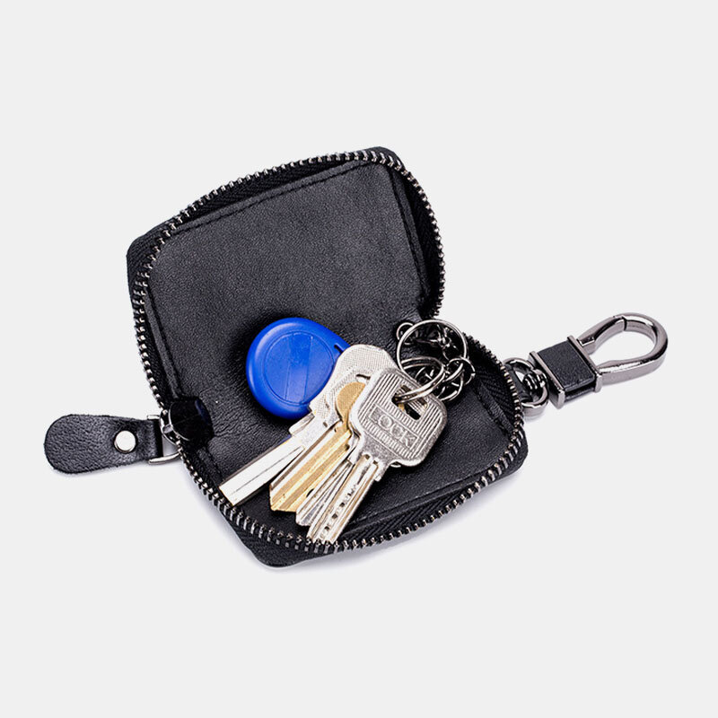 Mannen echt leer Retro Mini Key Case Bag grote Capcity Fashion autosleutel sleutelhanger portemonnee
