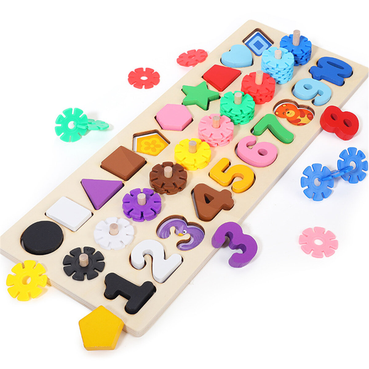 Math Toys Wooden Toys Rings Montessori Math Toys Kids Early Learning Toy Counting Board Set Preschoo