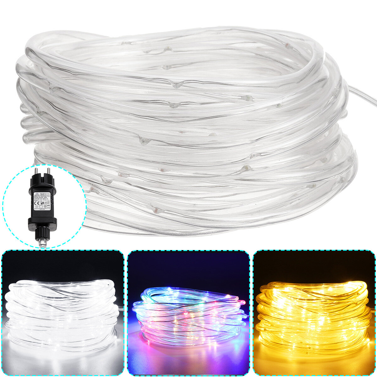 10M 100LED Outdoor Tube Rope Strip String Light RGB Lamp Xmas Home Decor Lights