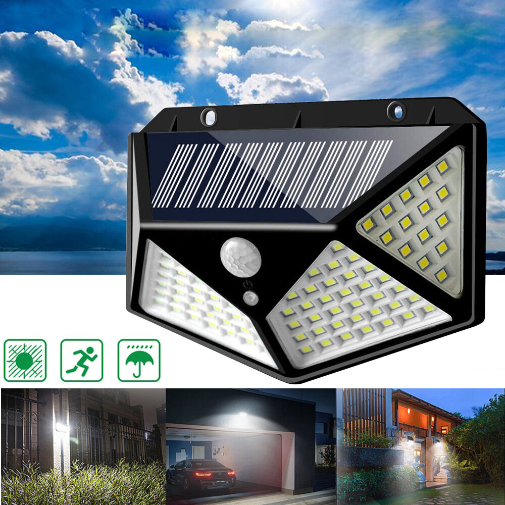 LED Solar Powered Light PIR Motion Sensor Security Outdoor Garden Wall Path Lamp