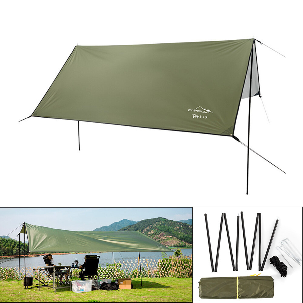 CAMPOUT 3x3m Markisenzelt gesendet Wasserdichter Sonnenschutz Sonnenschutz UV-Schutz Baldachin Outdoor Camping Travel