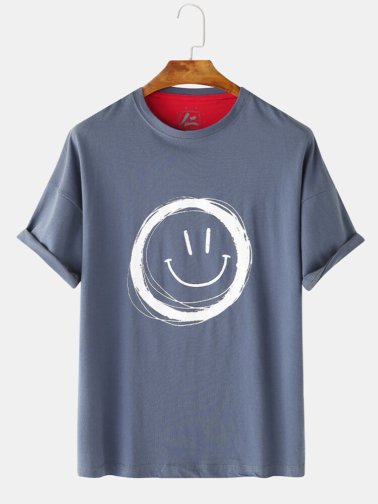 Heren Graffiti Smile Casual hals T-shirts met korte mouwen