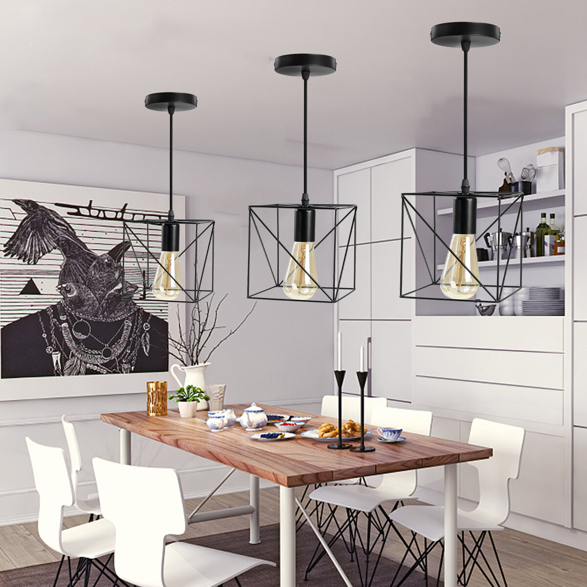 best price,metal,pendant,light,shade,ceiling,industrial,geometric,wire,cage,lamp,discount