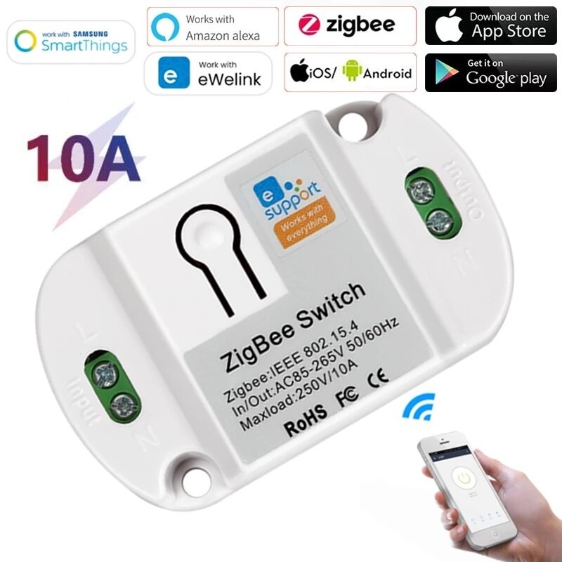 AC85-265V 10A ZB WiFi EWeLink Smart Wireless Switch Module APP Afstandsbediening Spraakbesturing Wer