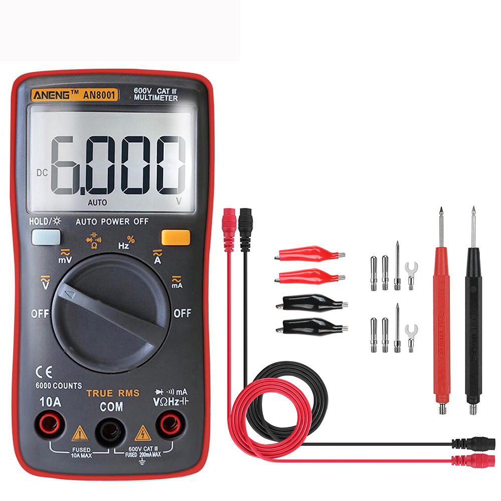 

ANENG AN8001 Red Professional True RMS Digital Multimeter 6000 Counts Backlight AC/DC Ammeter Voltmeter Resistance Capac