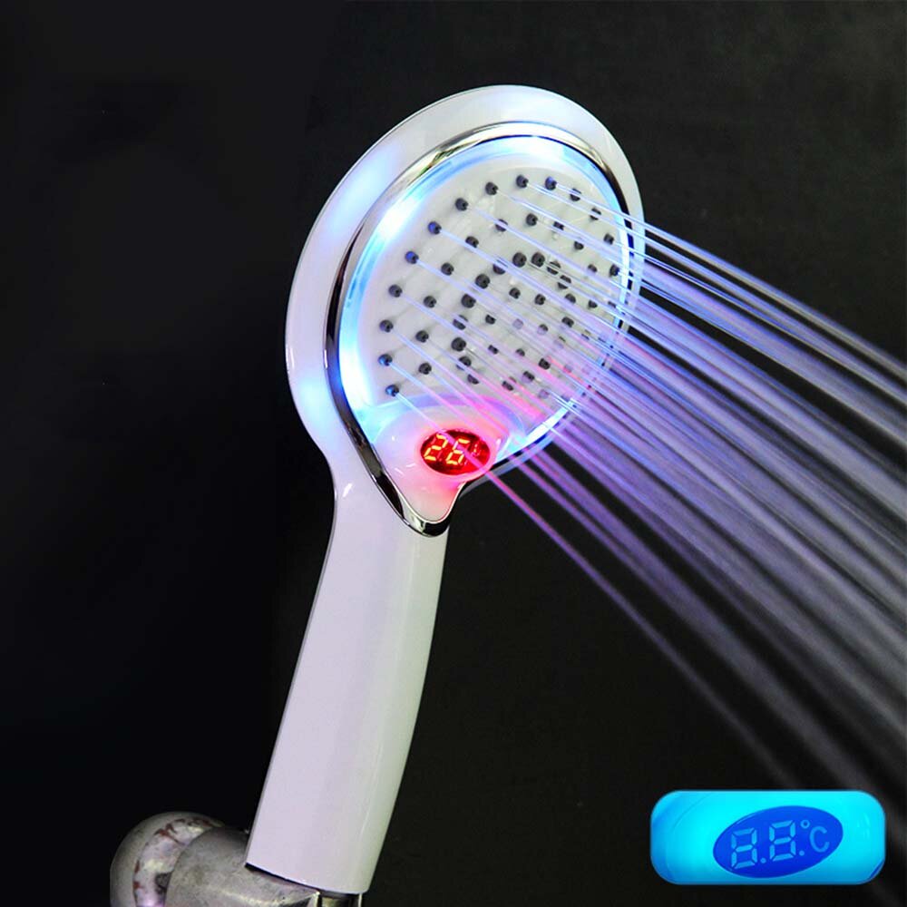 High Pressure Bathroom Handheld Shower Sprayer FaucetShower Head with LED Water Temperature Display