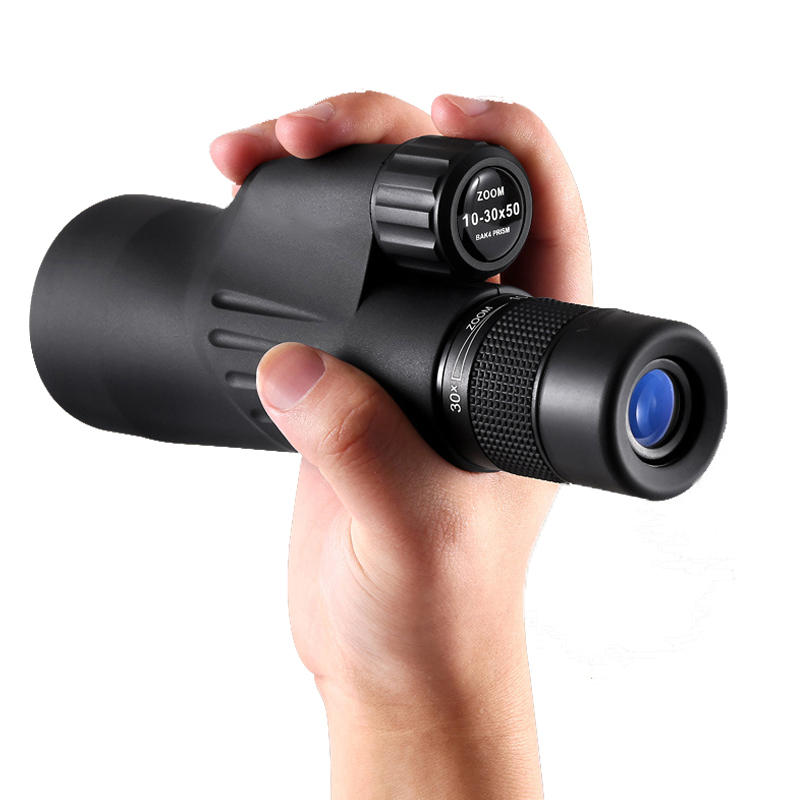 Telescópio monocular manual ajustável 10-30×50 com revestimento BAK4 FMC para observação de aves e smartphones