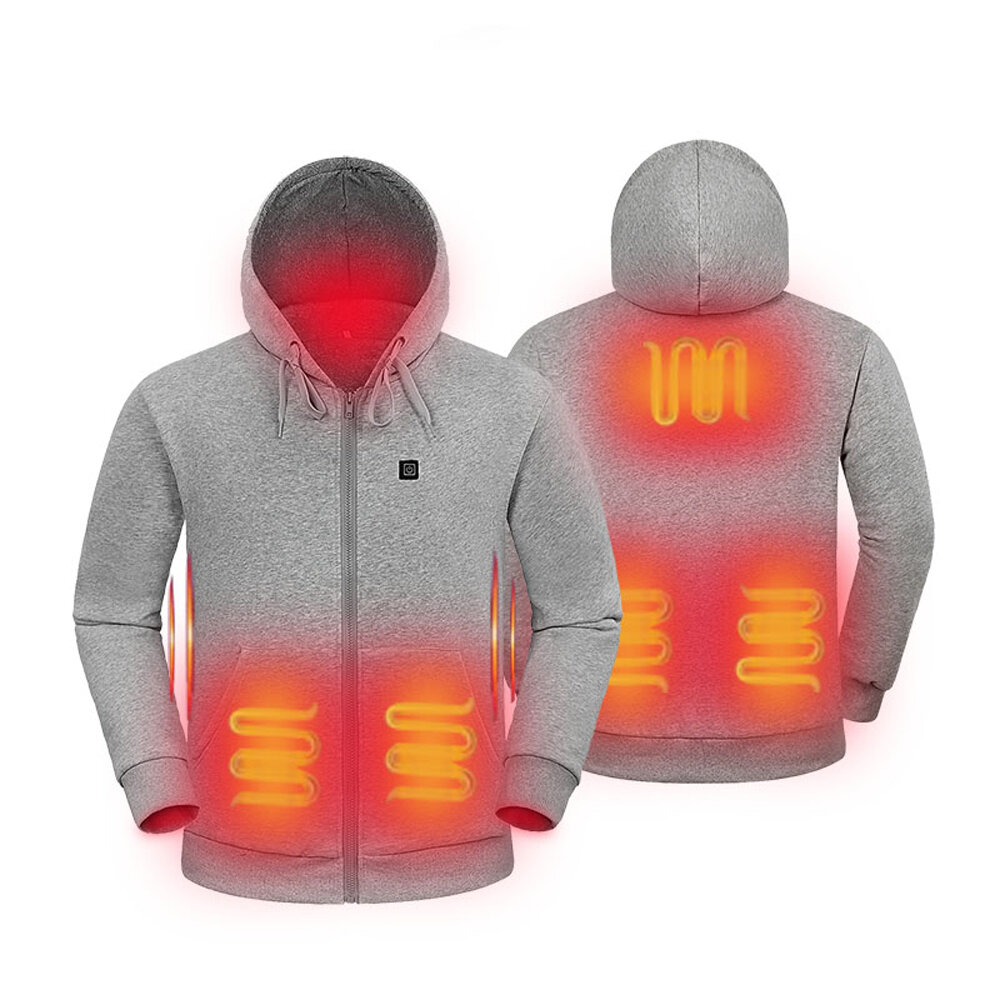 Умные обогреваемые куртки TENGOO с тремя режимами управления и пятью зонами обогрева, мужской наружный плащ с USB-питанием, электрический обогреваемый свитшот с капюшоном, теплая зимняя термическая одежда.