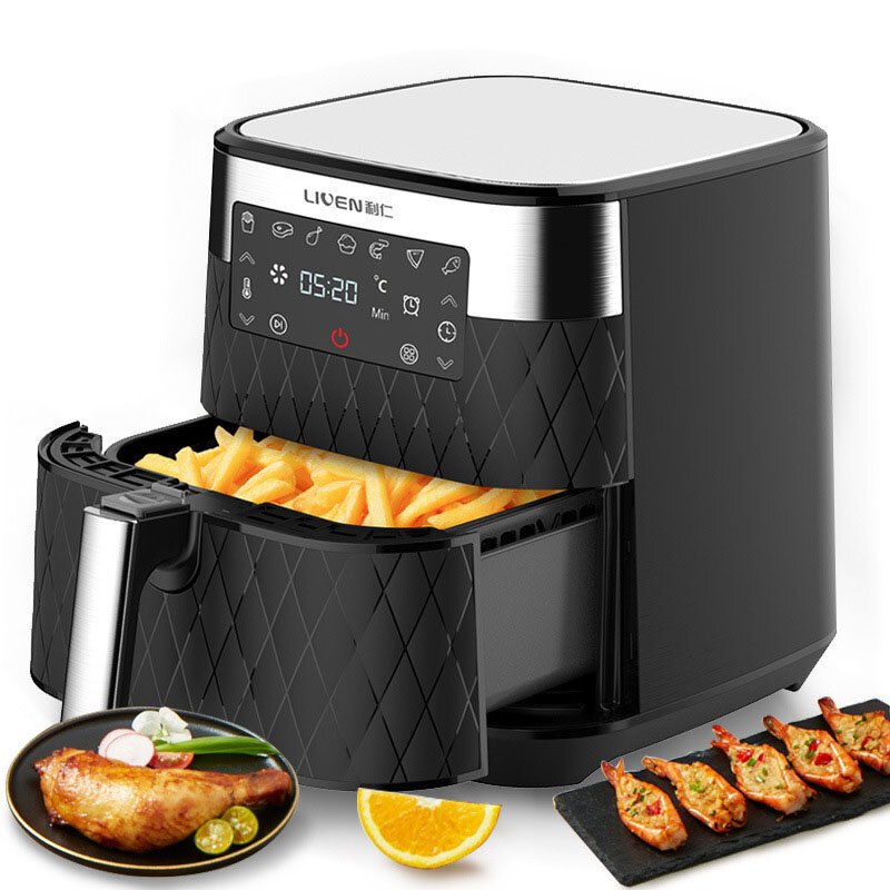 

LIVEN KZ-D5500 Air Fryer 5.5L Large Capacity 1700W Electric Hot Air Fryers Oven Oilless Cooker LED Digital Touchscreen 3