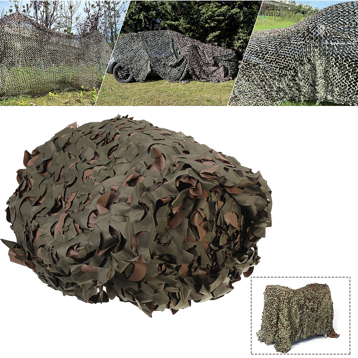 Filet de camouflage multi-tailles Filet de camouflage étanche à séchage rapide réversible vert / marron pour la chasse / tir