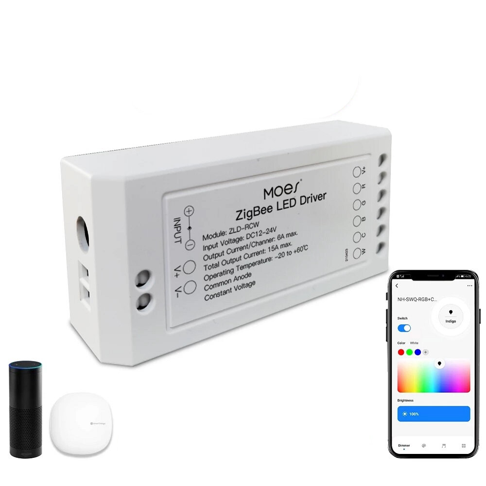 

Moeshouse Tuya Smart Life Zigbee3.0 Smart Dimmer Module Switch RGB CCT for LED Strip App Control with Alexa Goolge Home