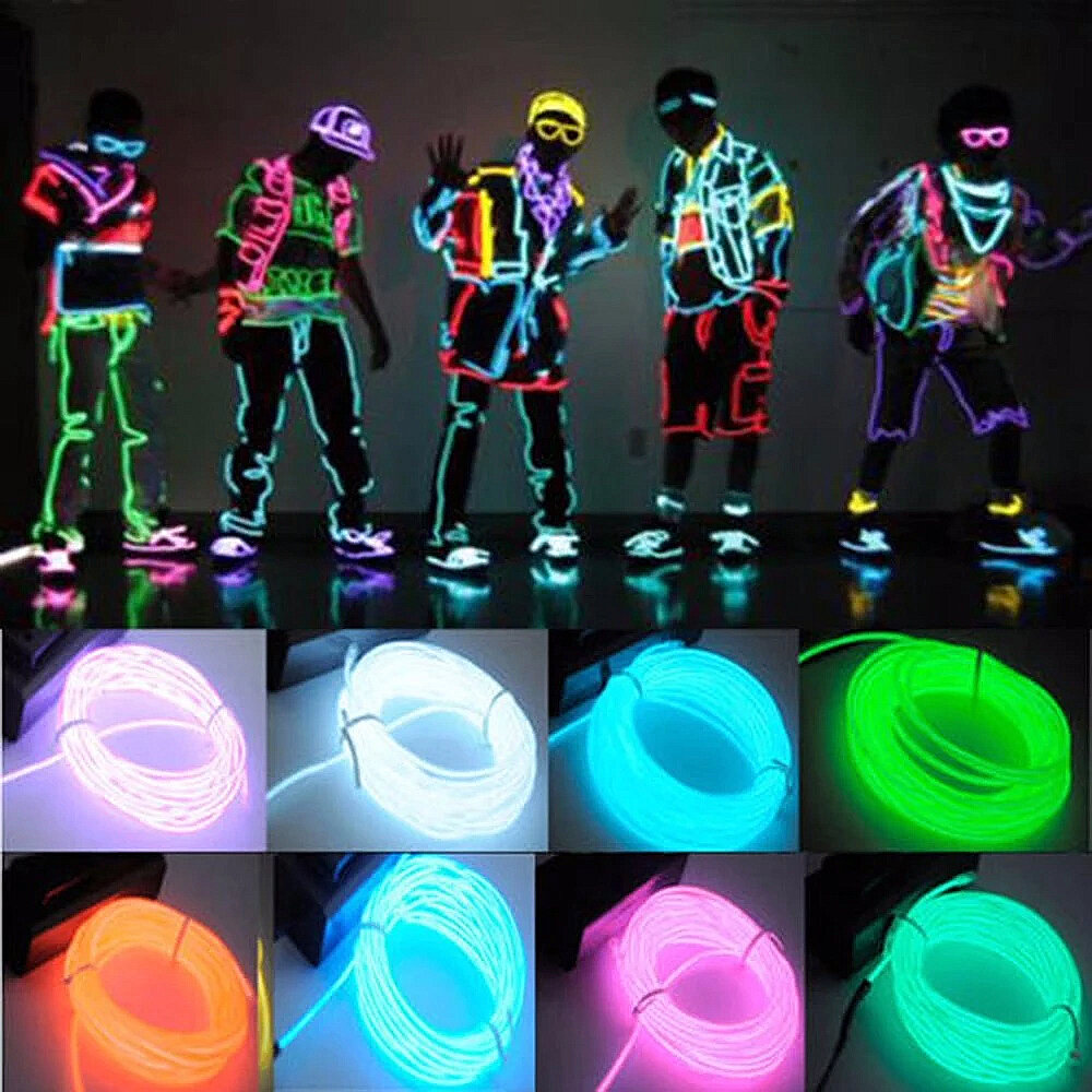 Glow EL Draad Kabel LED Neon Halloween Kerst Dance Party DIY Kostuums Kleding Lichtgevende Auto Lich