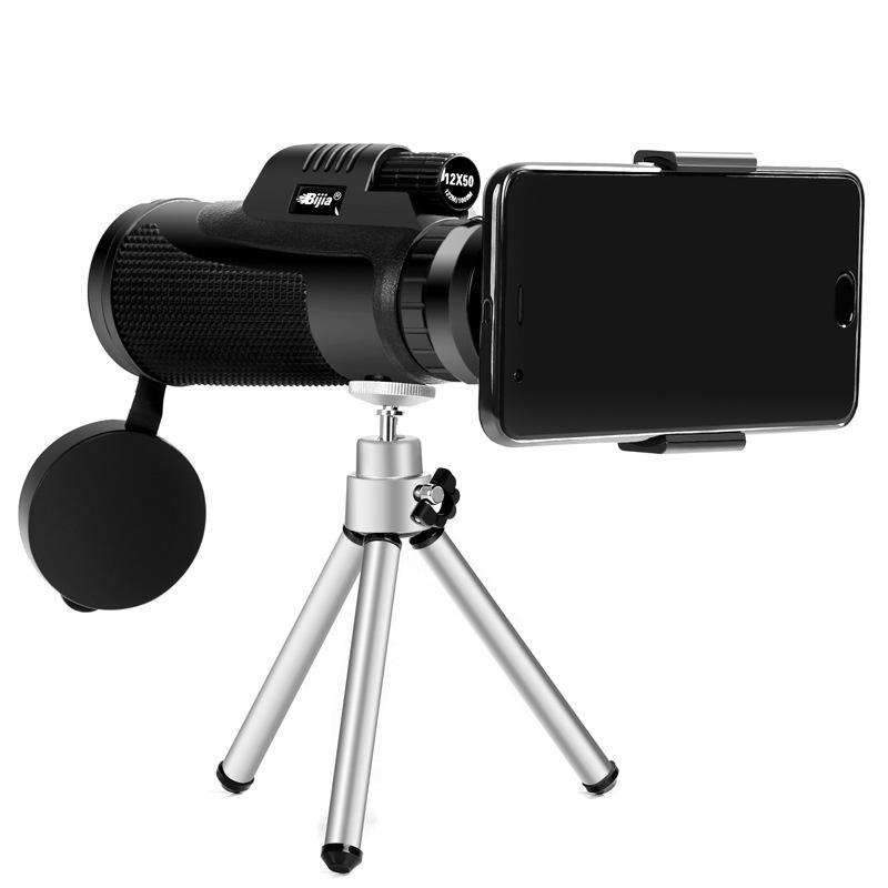 12x50 Monoculare Impermeabile campeggio Telescopio HD Zoom ottico lente Birdwatching con treppiede