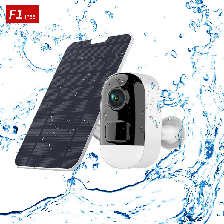F1 3MP Solar Surveillance Camera Low Power Battery Camera Kit with Solar Panel Wireless Monitoring Kit
