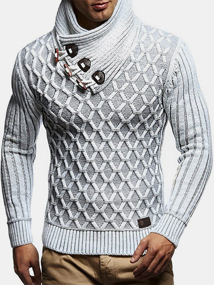 Heren graphics gebreide textuur hoge hals warme pullover truien